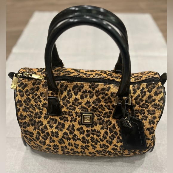 DIANE VON FURSTENBERG Madagascar Leopard Print Canvas Bag Badanco Luggage EUC - Picture 1 of 16
